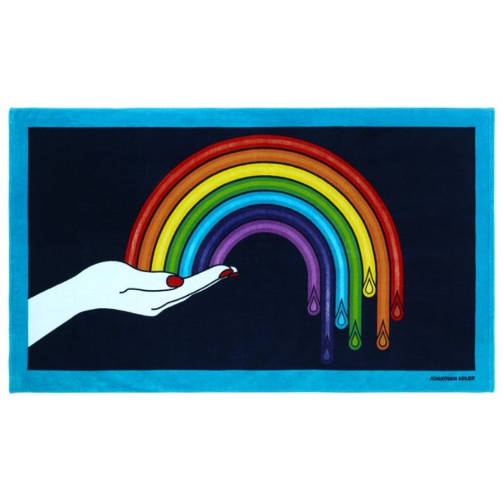 Jonathan Adler Drip Rainbow Pride Cotton Beach Towel NWT